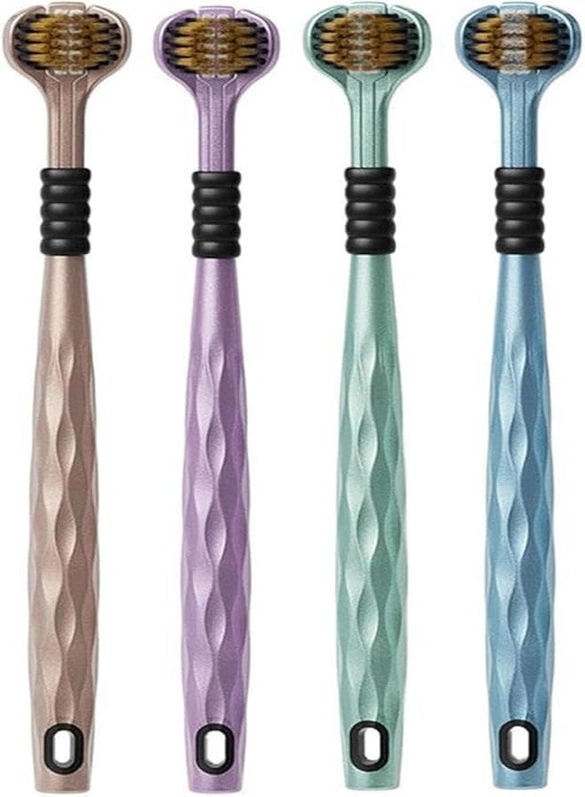 ERITIN 3-Sided Toothbrush Ultra Soft Bristles for Deep Cleaning,Triple Action Manual Toothbrush | Triple Head Design for 360° Cleaning | Eco-Friendly & Gentle on Gums (Pack of 4) - Image 1